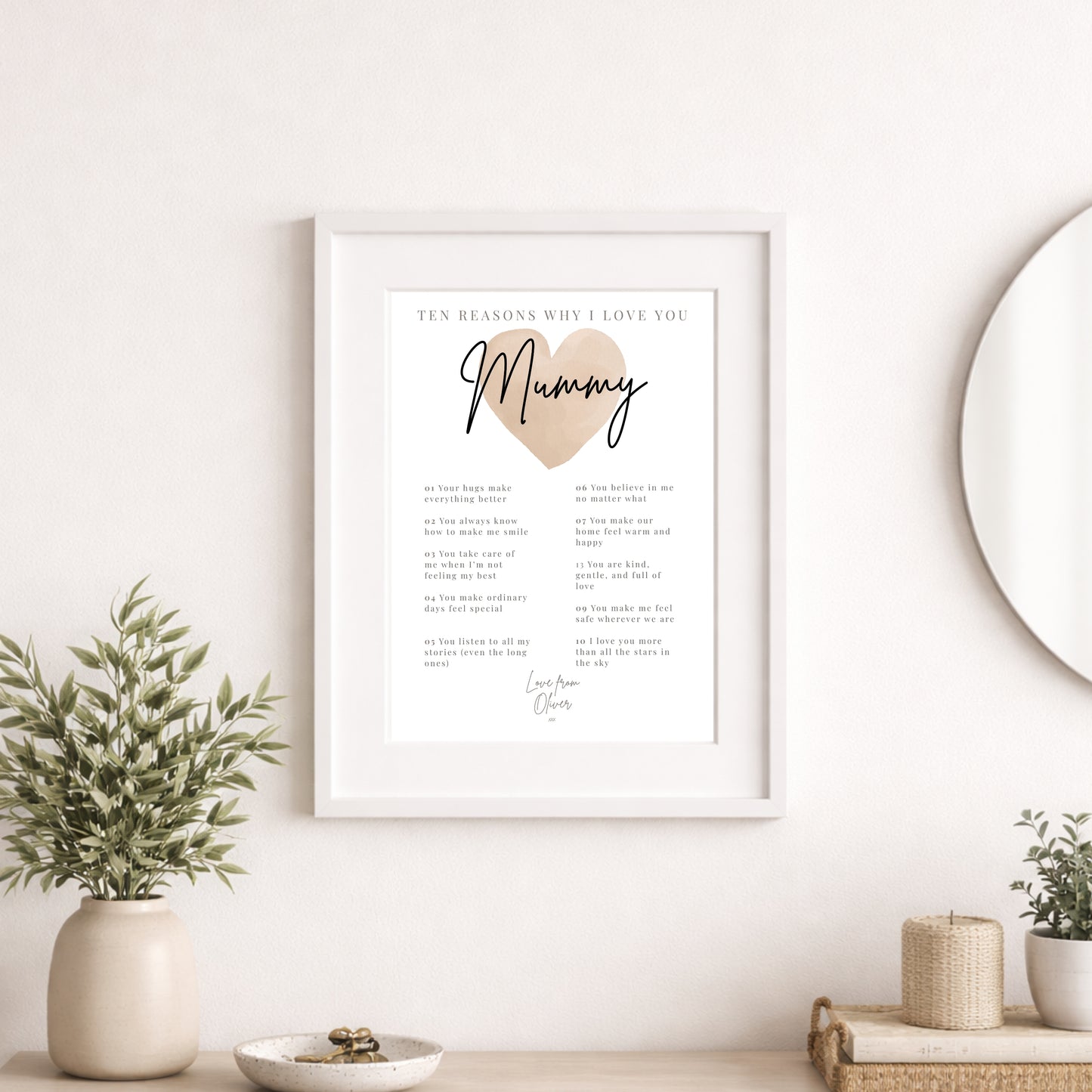 Personalised Ten Reasons Why I Love You Print – Custom Name & Text Gift