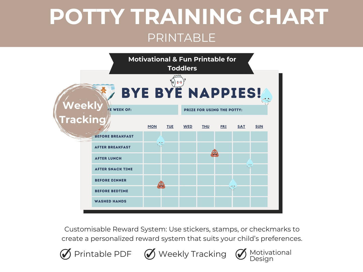 Toddler Potty Training Reward Chart - Printable