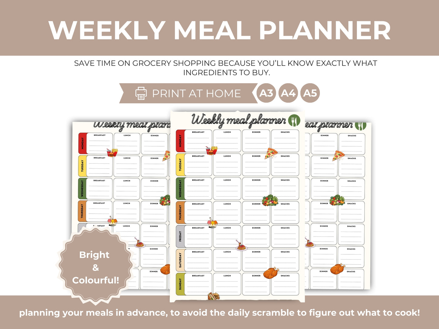 Printable Weekly Meal Planner | Meal Prep PDF Download