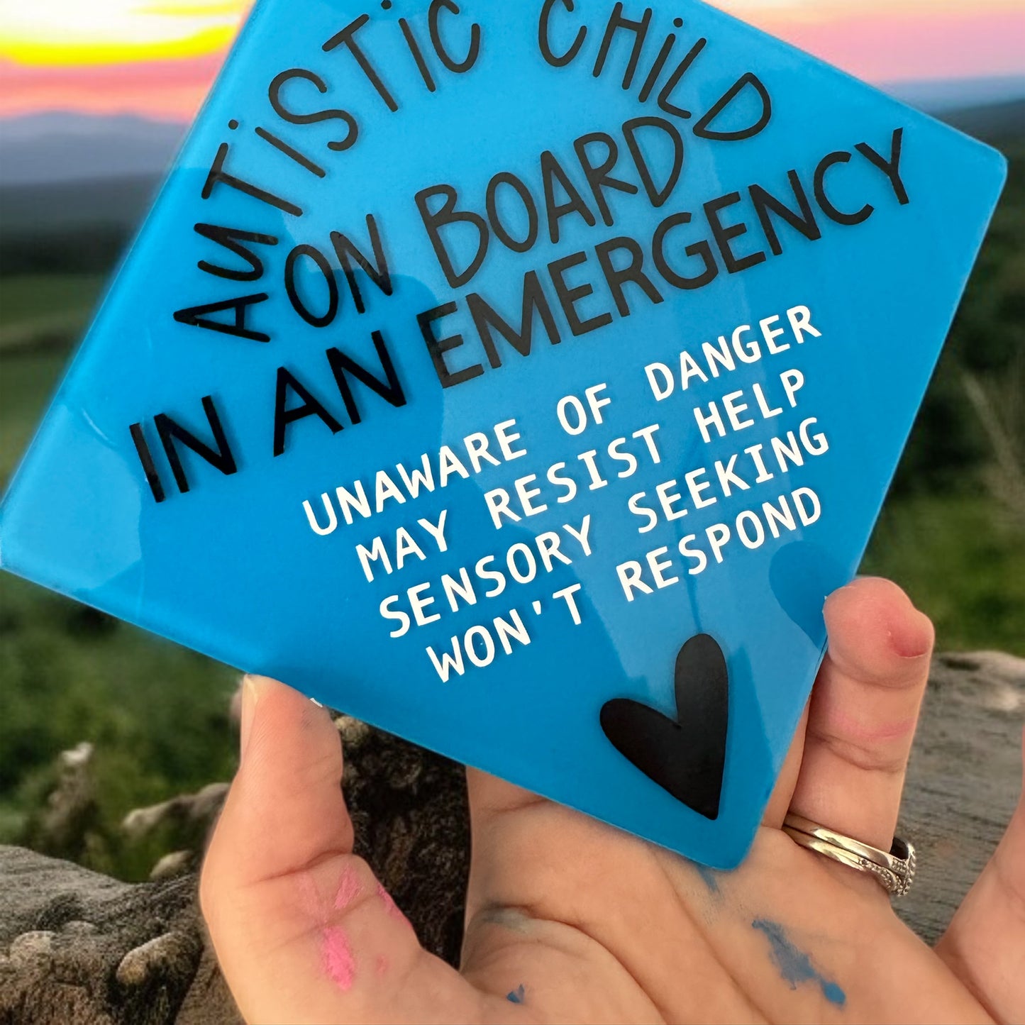 Autism Awareness Car Sign with Suction Cup | Customisable Safety Alert for Child on Board | Acrylic Window Sign