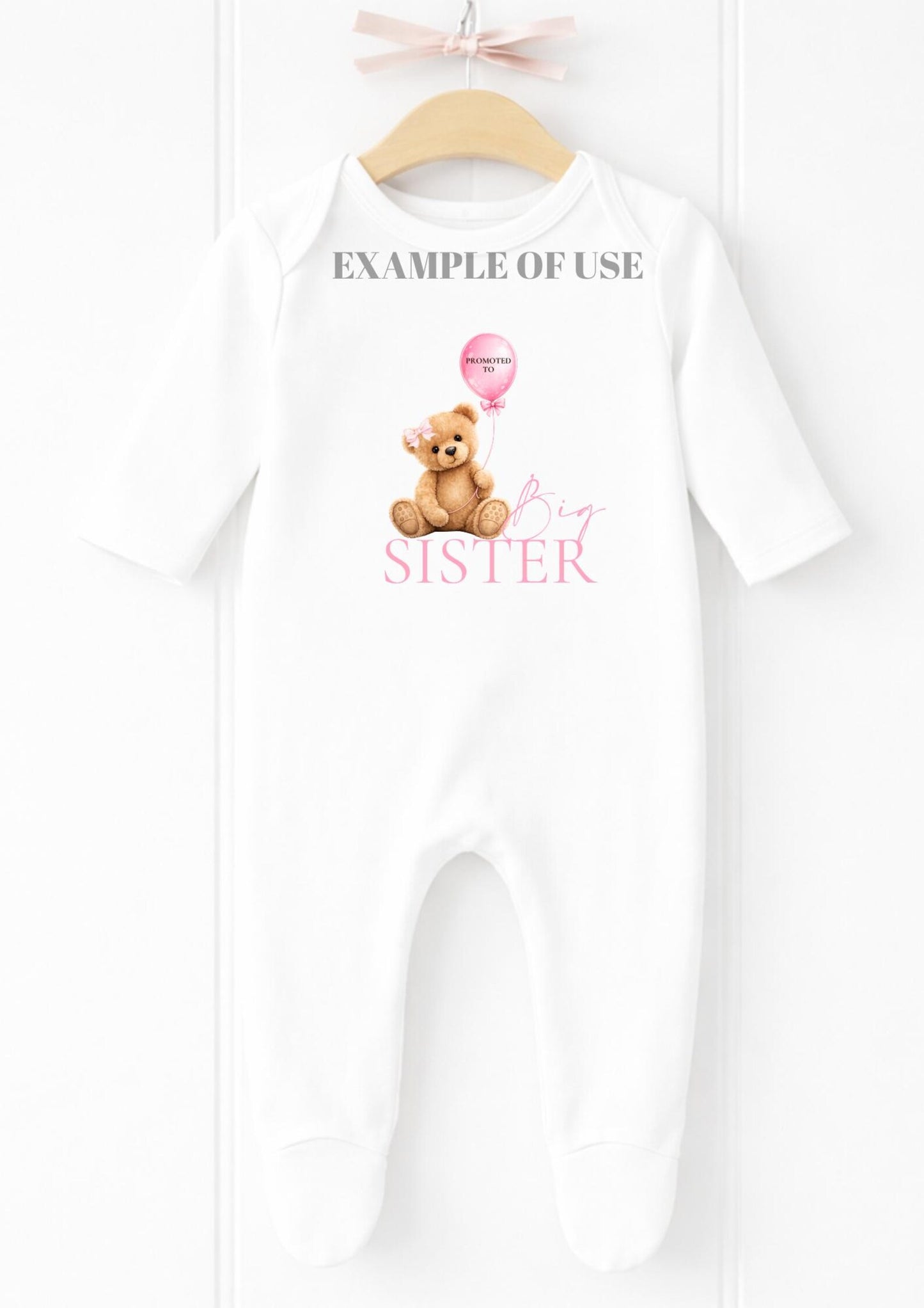 Promoted to Big Sister Teddy Bear PNG Digital Download | Baby Announcement Design | Personal & Commercial Use