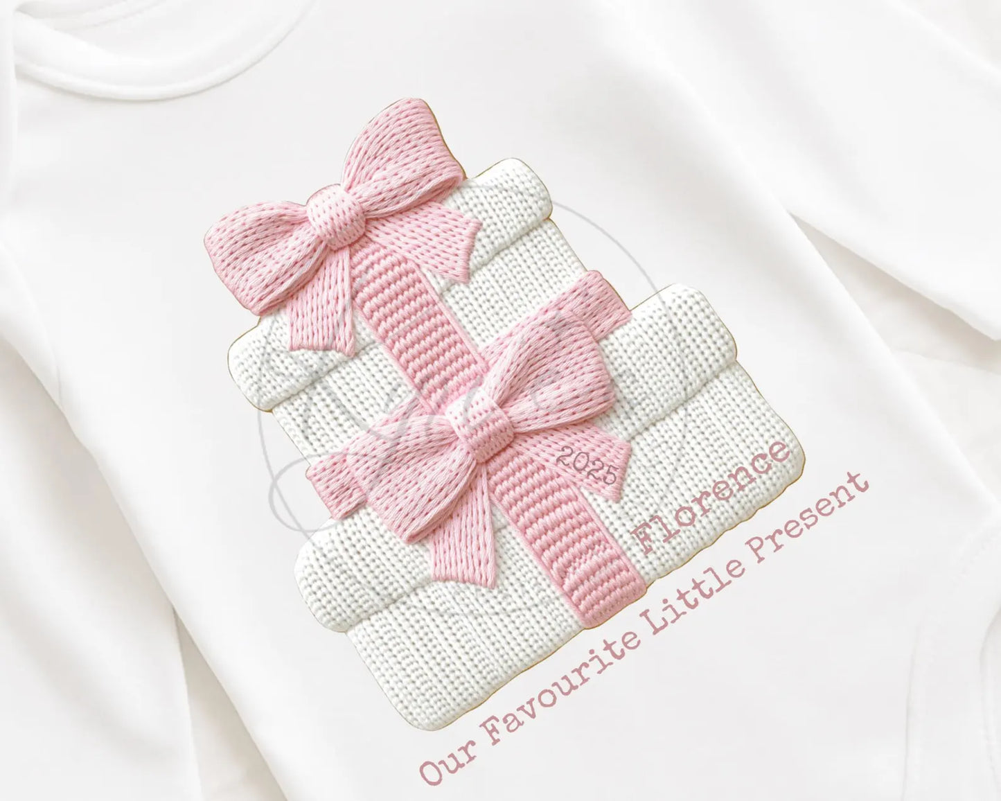 Personalised Baby Onesie – ‘Our Favourite Little Present’ with Stacked Gift Design"