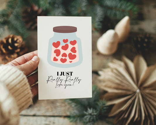 Cute Jar of Heart Valentines Day Card