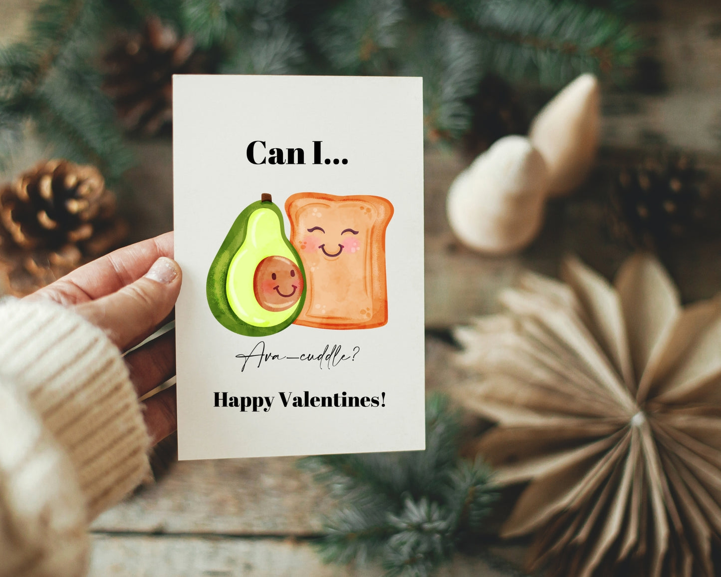 Ava-cuddle Avacado Valentines Day Card