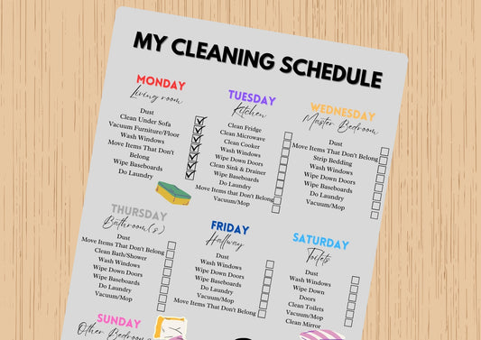 House Cleaning list Schedule Planner