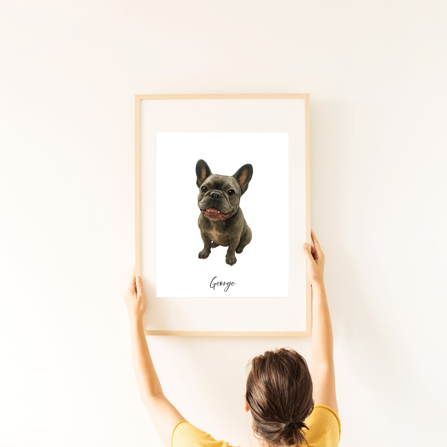 Personalised Pet Watercolour Portrait – Custom Digital Illustration, Printed A3/A4, Optional A4 Black Frame