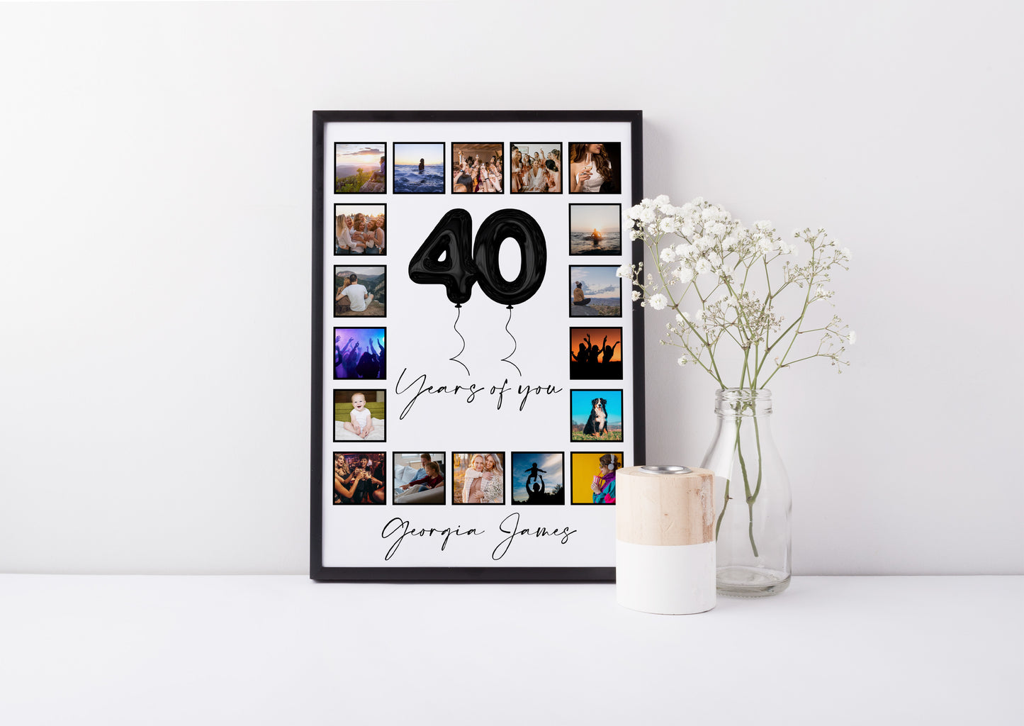 Custom printed birthday photo collage keepsake