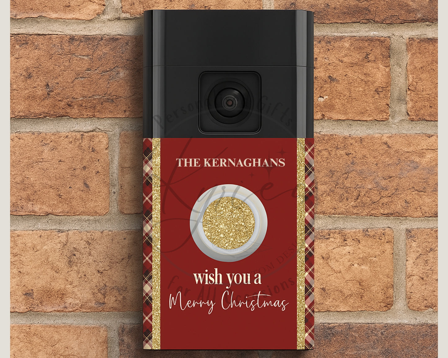 Personalised Christmas Vinyl Decal for Ring Doorbell Gen 2 – Festive Doorbell Skin, Easy to Apply & Remove