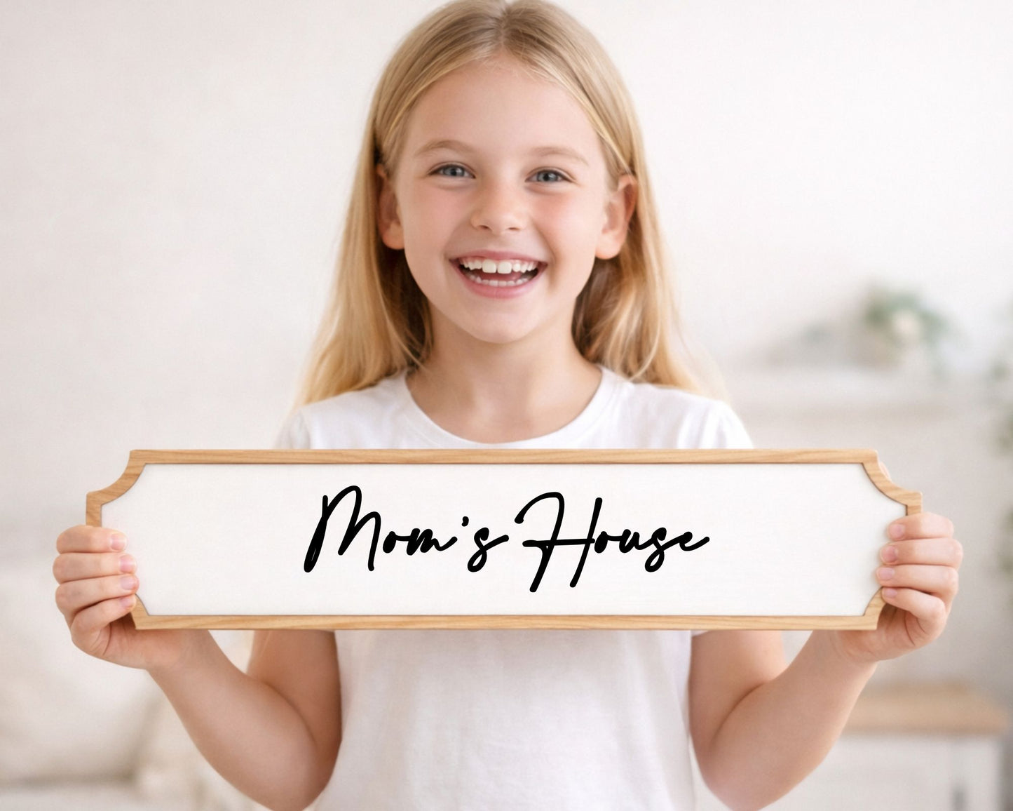 Personalised Oak & Acrylic Sign (35cm x 8cm) – Custom Text Modern Farmhouse Decor