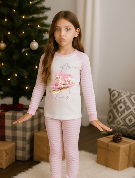 Personalised Christmas Polar Express Pyjamas for Girls