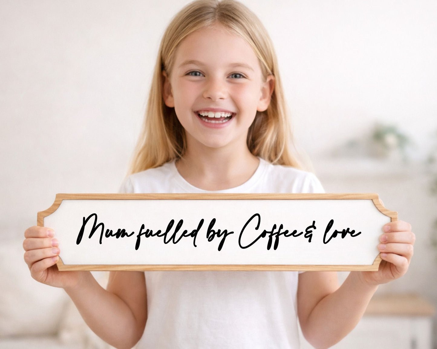 Personalised Oak & Acrylic Sign (35cm x 8cm) – Custom Text Modern Farmhouse Decor