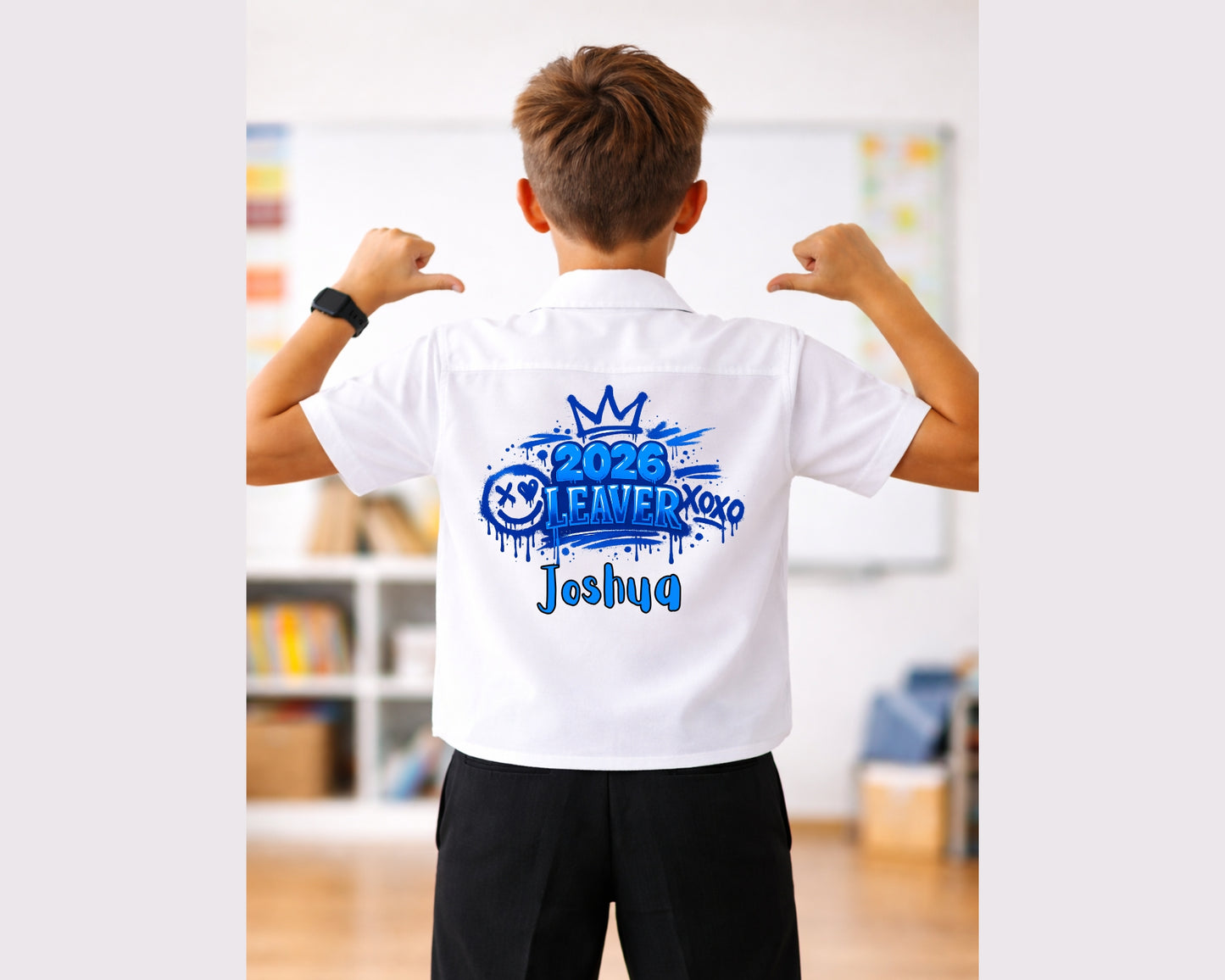 Personalised 2026 School Leavers Shirt – Gold Effect or Blue Graffiti (Ages 9–16)