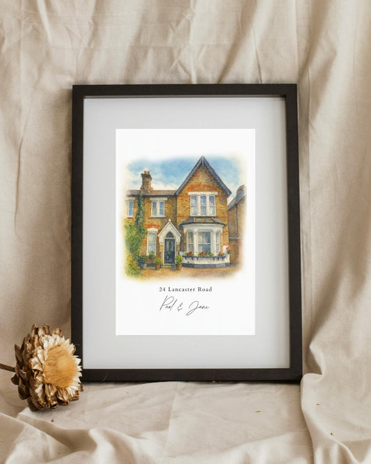 Personalised Watercolour House Portrait – Custom Home Illustration, Housewarming Gift, New Home Gift, Anniversary Keepsake