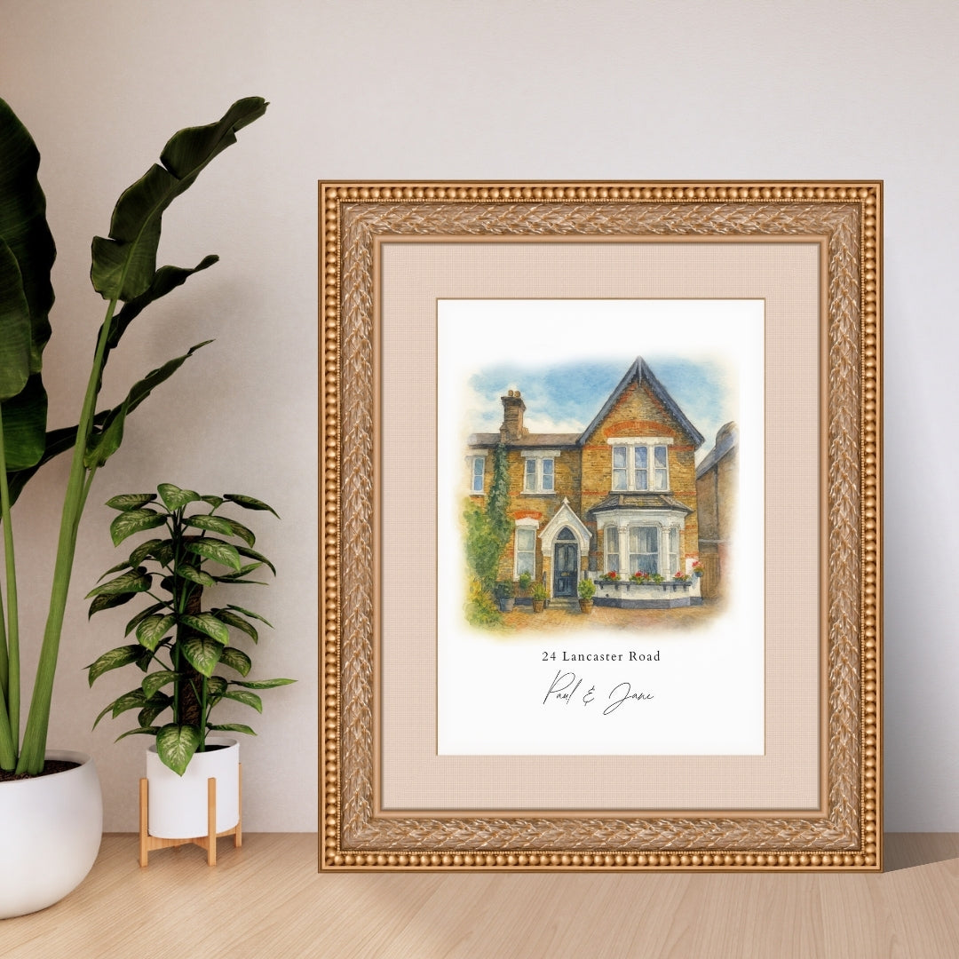 Personalised Watercolour House Portrait – Custom Home Illustration, Housewarming Gift, New Home Gift, Anniversary Keepsake