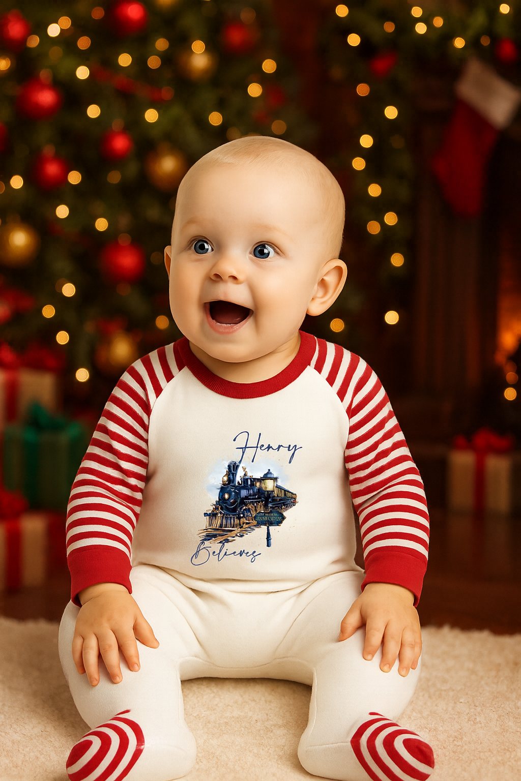 Personalised Polar Express Pyjamas, Train Pyjamas,