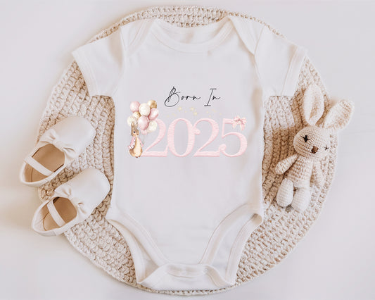 Personalised Born in 2025 Pink Rabbit Vest