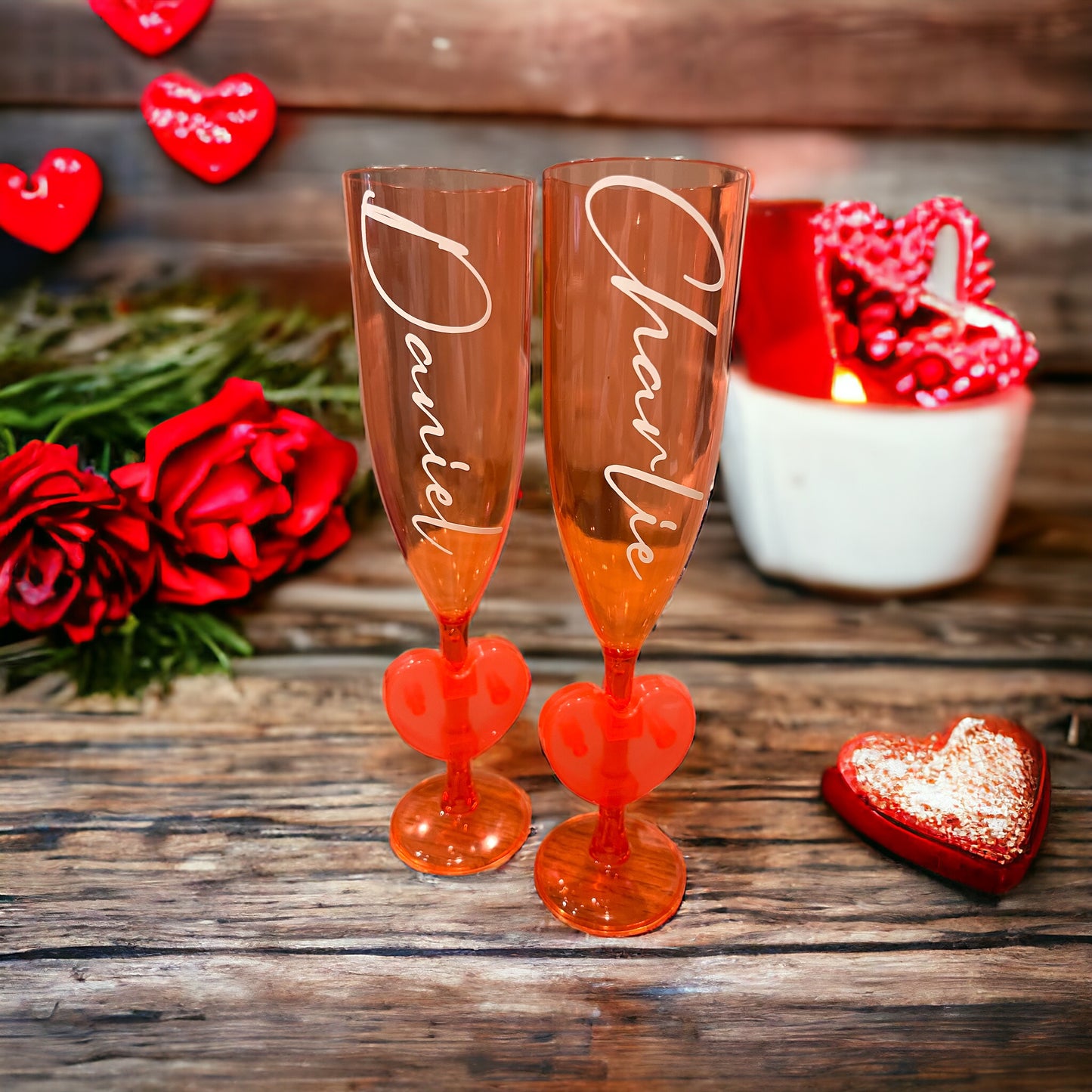 Personalised Valentines Champagne Flutes