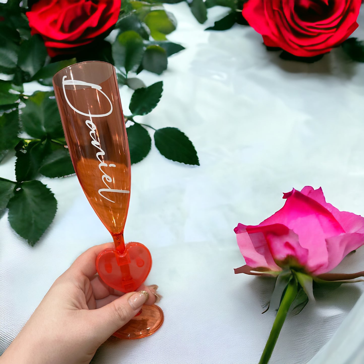 Personalised Valentines Champagne Flutes