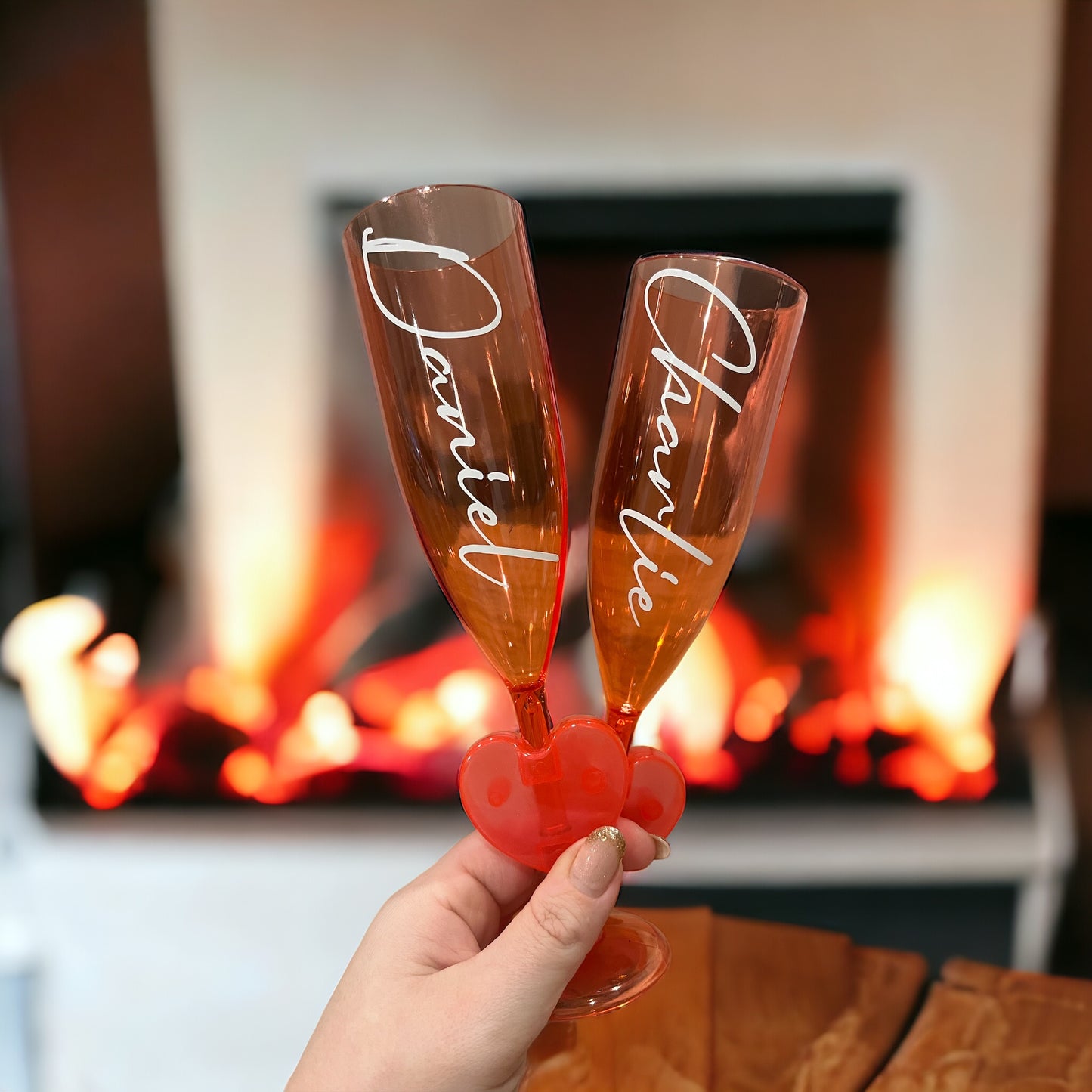 Personalised Valentines Champagne Flutes