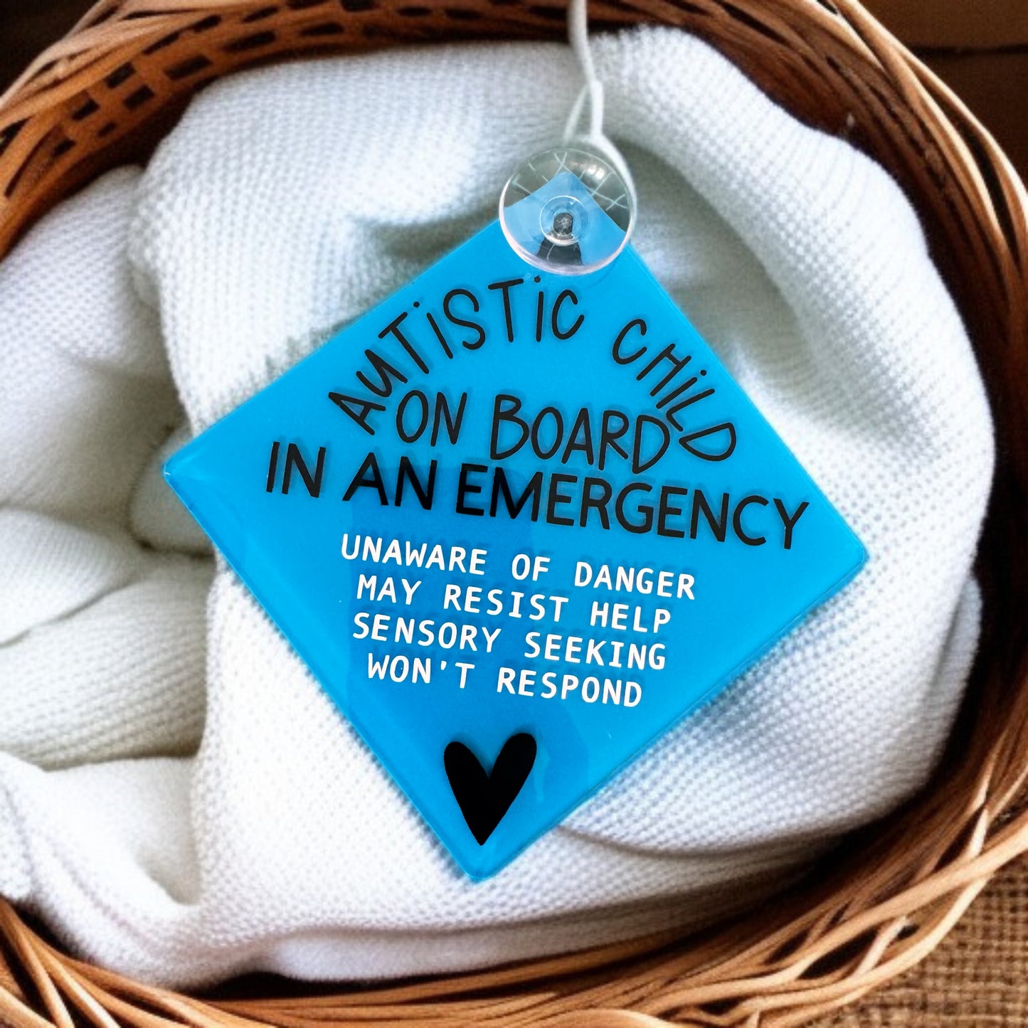 Autism Awareness Car Sign with Suction Cup | Customisable Safety Alert for Child on Board | Acrylic Window Sign