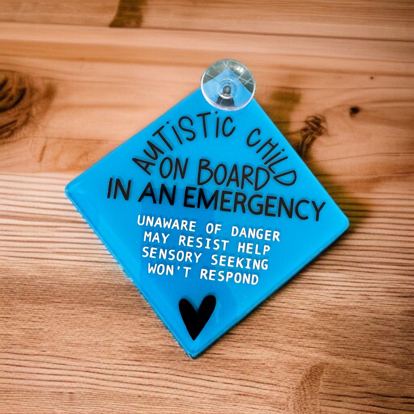 Autism Awareness Car Sign with Suction Cup | Customisable Safety Alert for Child on Board | Acrylic Window Sign