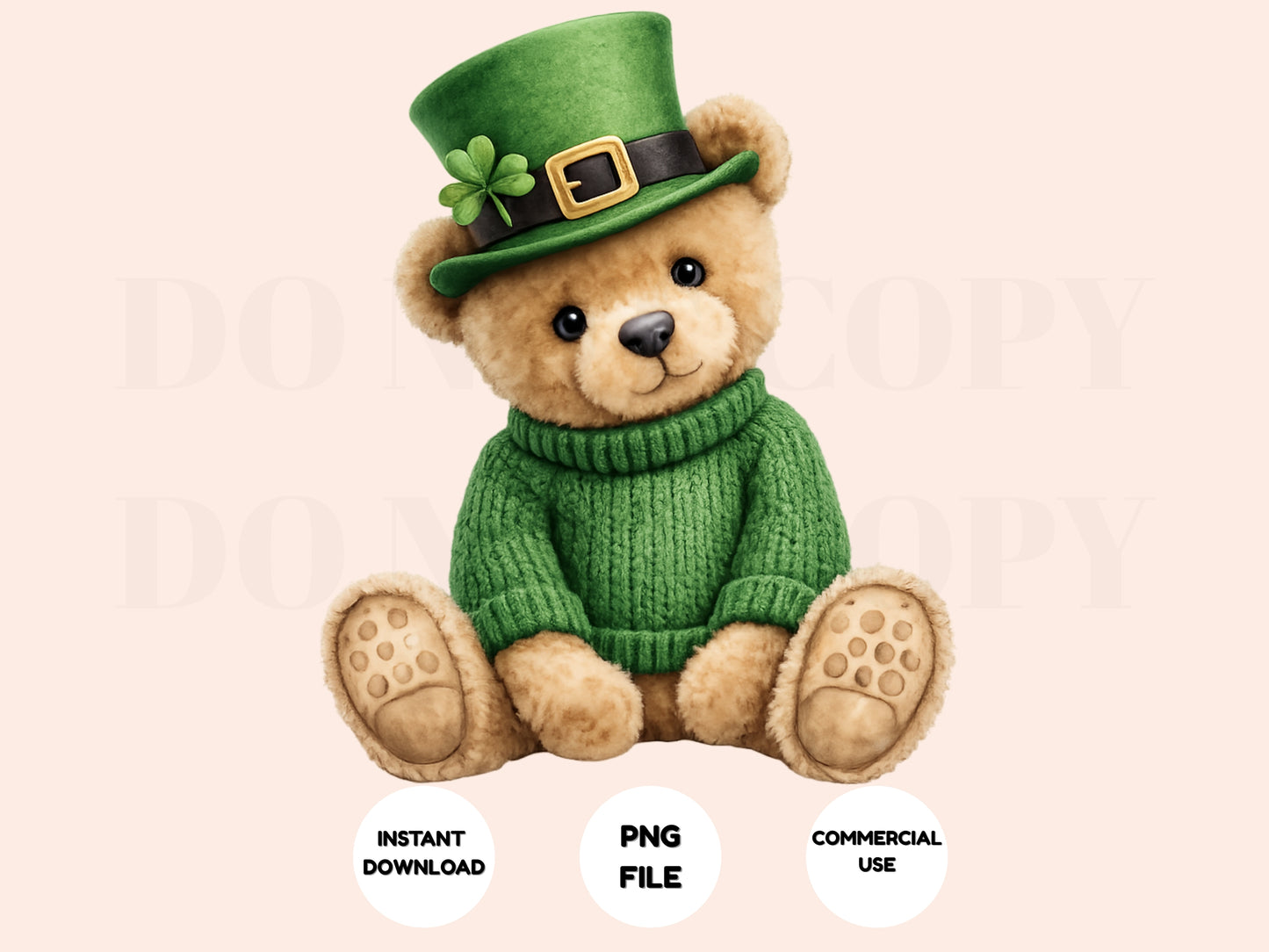 St Patrick’s Day Bear PNG | Cute Teddy Digital Download | Commercial Use Clipart