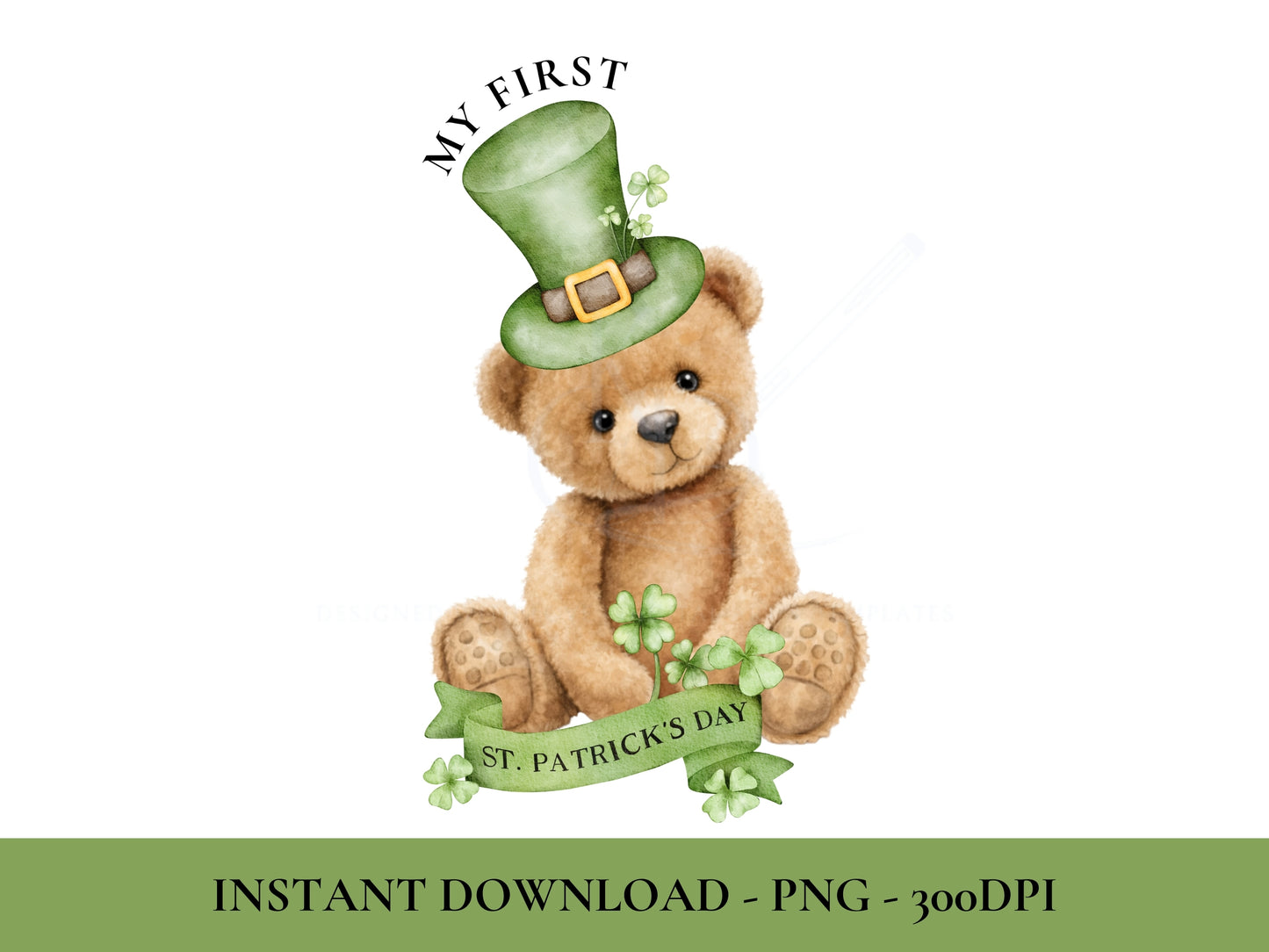 My First St Patrick’s Day Teddy Bear PNG | St Patricks Day Baby Sublimation Design | DTF Printable Digital Download | Commercial Use