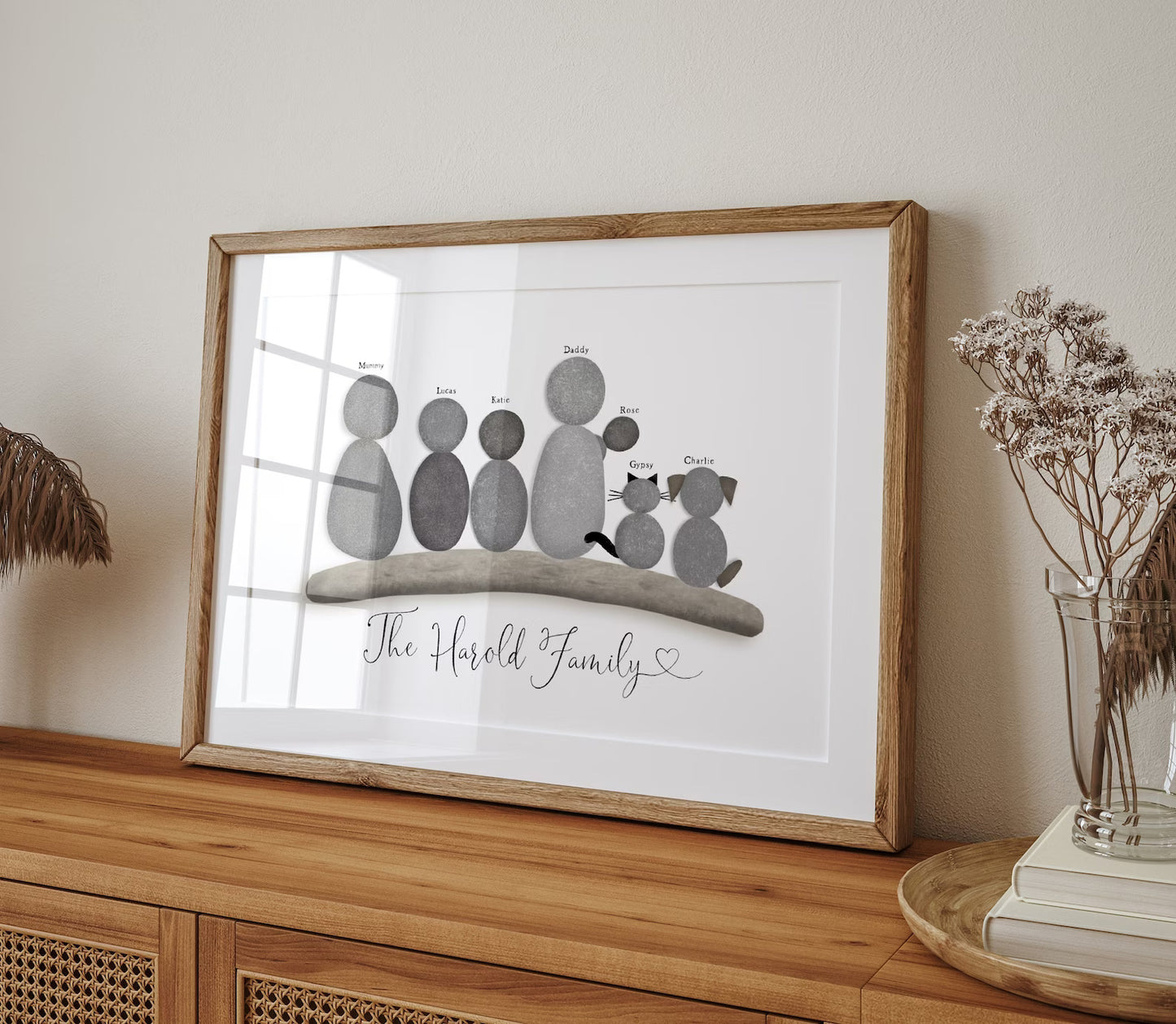 Personalised Family Pebble Illustration Print