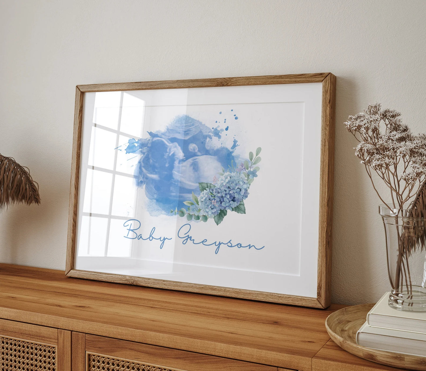 Personalised Watercolour Baby Scan Illustration