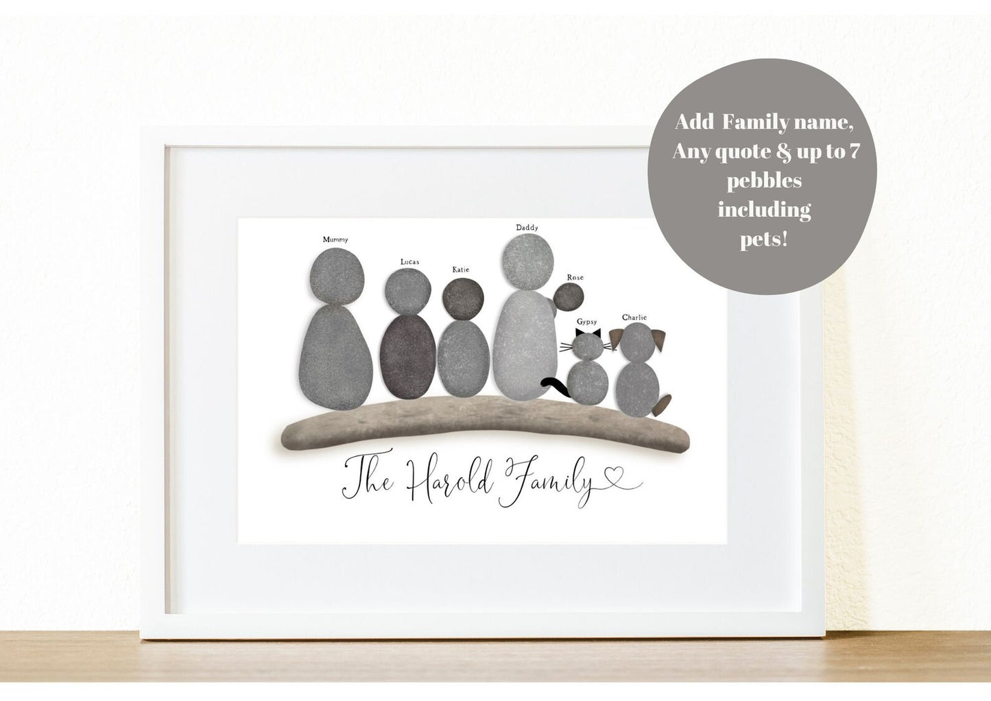 Personalised Family Pebble Illustration Print