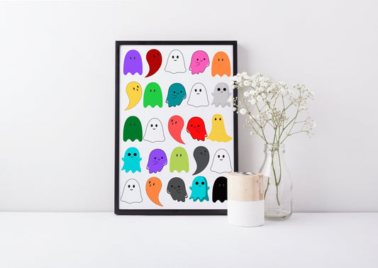 Cartoon Ghost Print Illustration