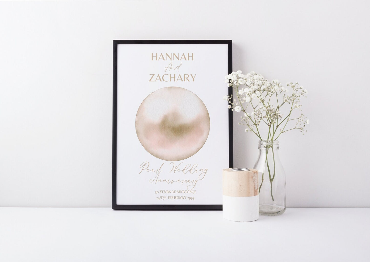 Personalised 30th Anniversary Pearl Illustration