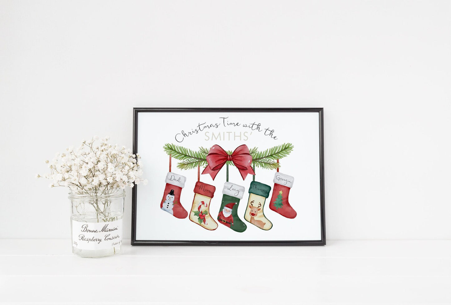 Personalised Christmas Stocking Portrait Illustration