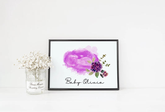 Personalised Watercolour Baby Scan Illustration