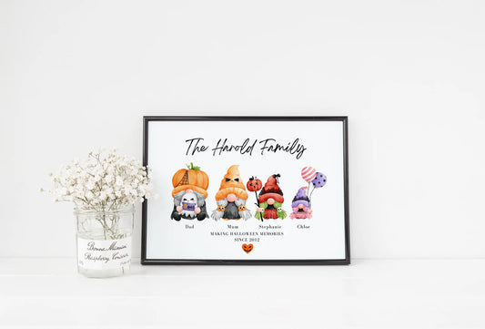 Personalised Halloween Gnome Print Illustration