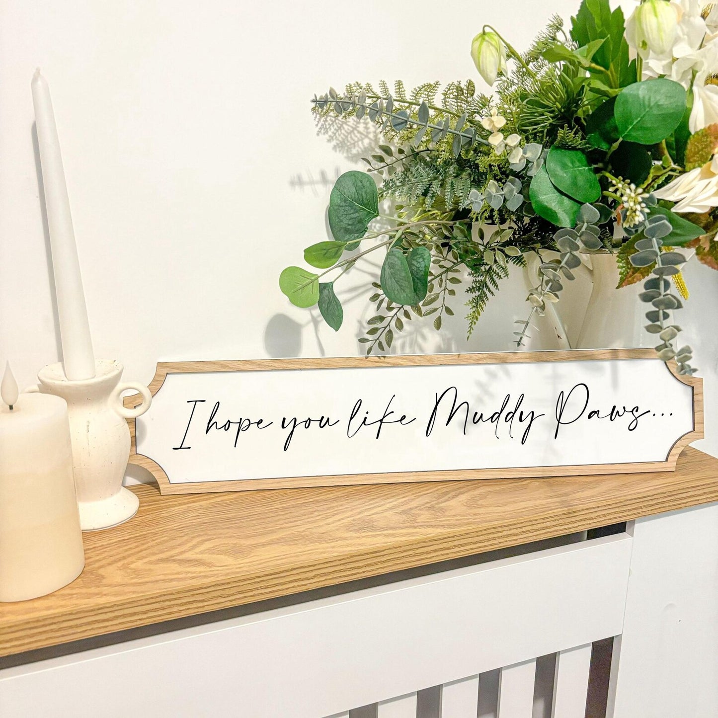 Personalised Pet Quote Sign – Acrylic & Oak Name Plaque