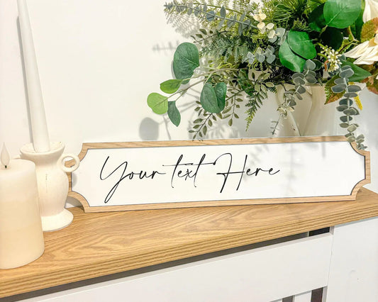 Modern Personalised Acrylic & Oak Sign – Custom Script Décor