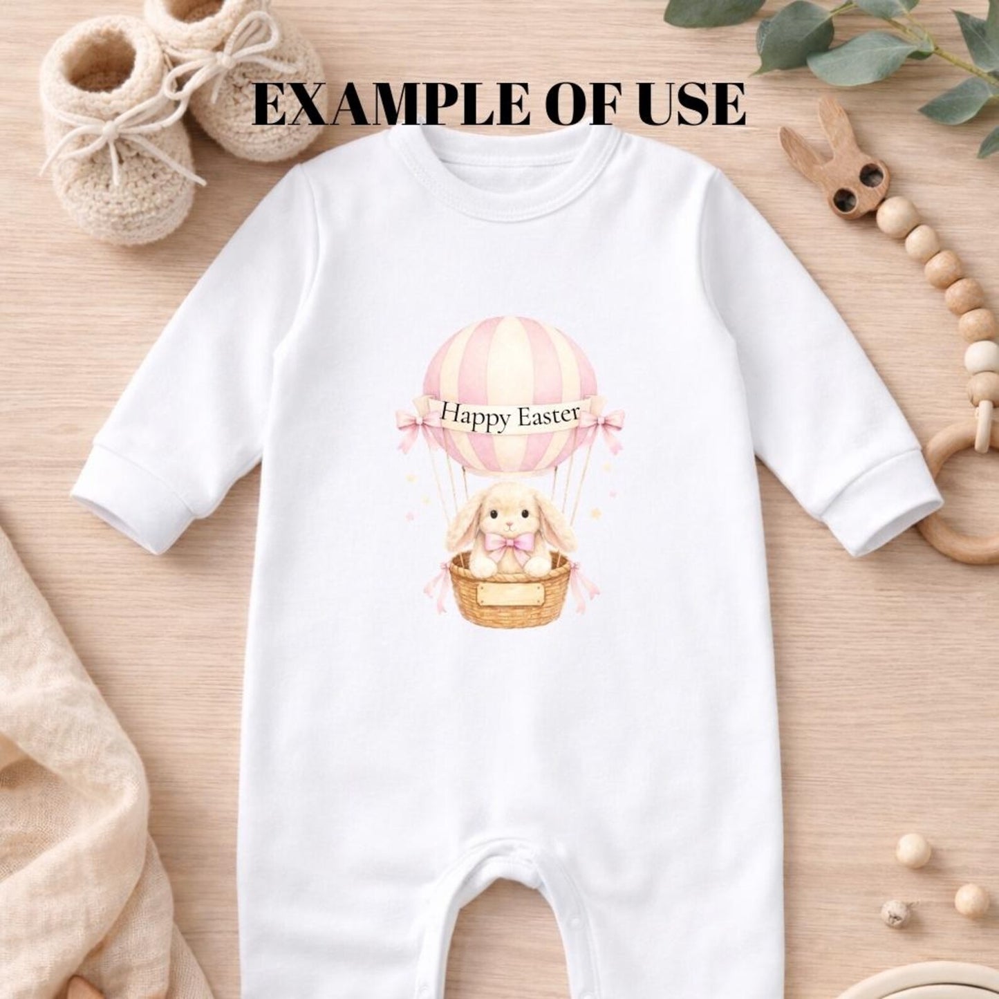 Easter Bunny Hot Air Balloon PNG Bundle | Cute Pastel Easter Clipart | 2 High-Resolution Digital Files | 300 DPI | Commercial & Personal Use