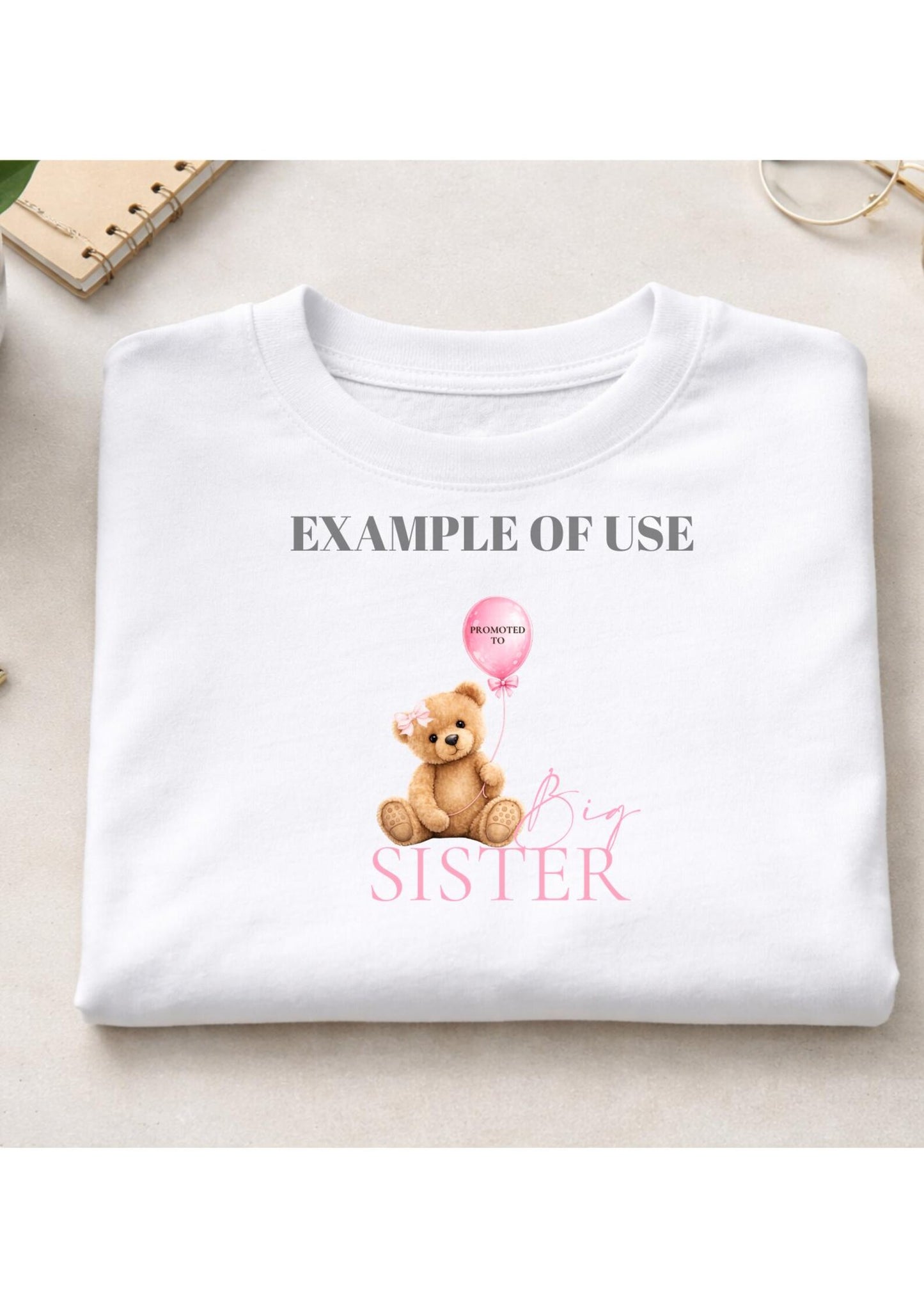 Promoted to Big Sister Teddy Bear PNG Digital Download | Baby Announcement Design | Personal & Commercial Use