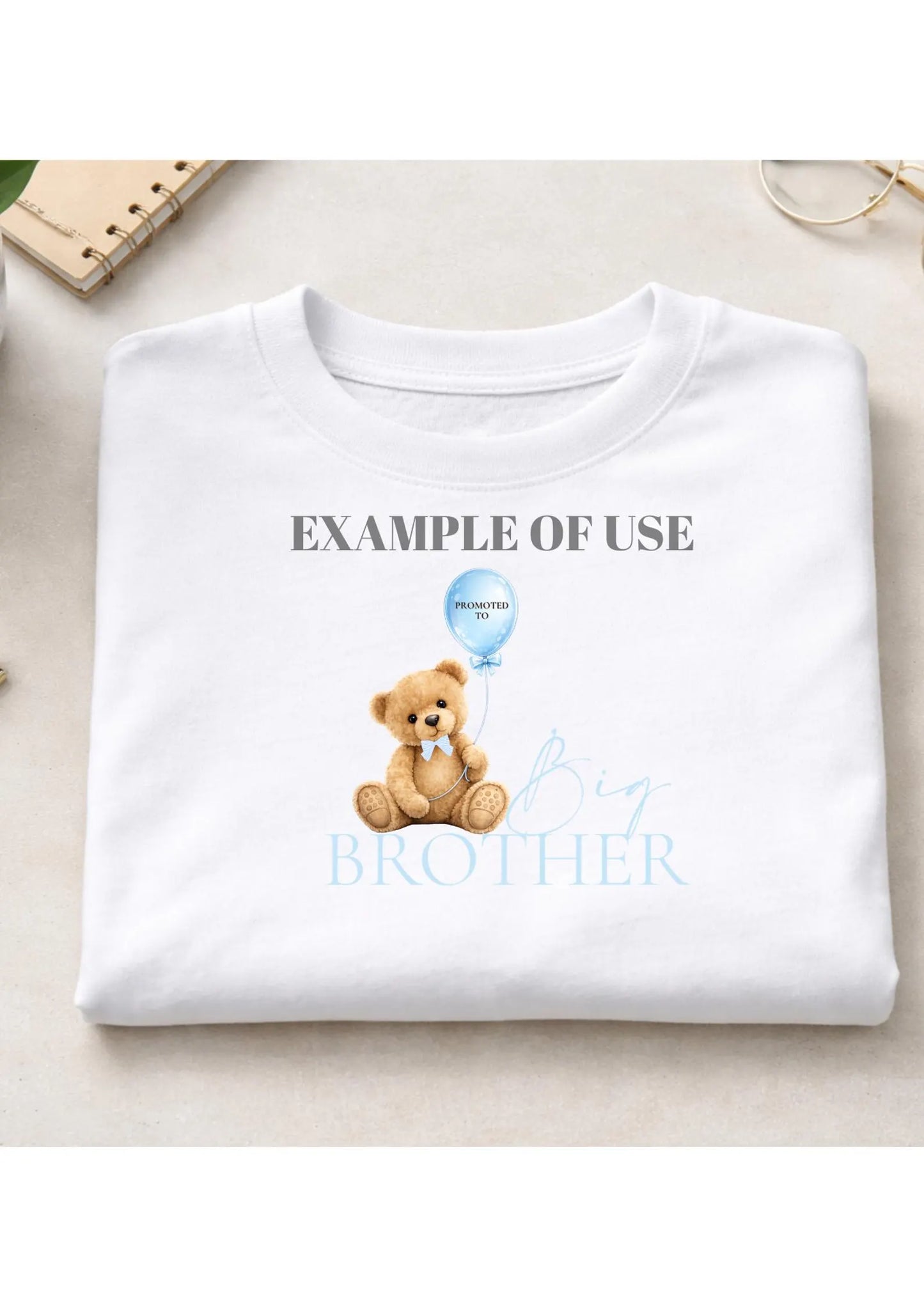 Promoted to Big Brother Teddy Bear PNG Digital Download | Baby Announcement Design | Personal & Commercial Use