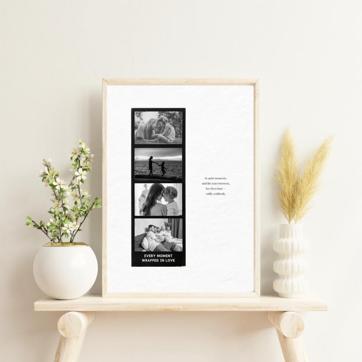 Personalized Photo Strip Print – Editable Canva Template | Add 4 Photos & Custom Quote | Digital Download (Personal Use)