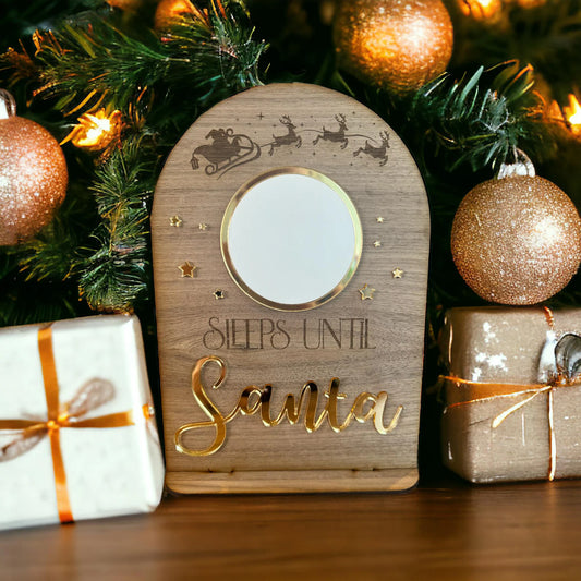 Personalised Christmas Countdown, Oak Board, Sleeps til Santa Board, Acrylic Board