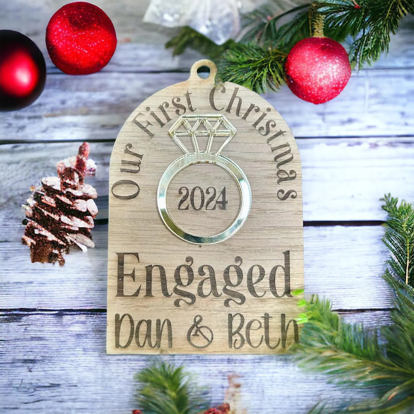 Personalised Wooden Christmas Bauble – Custom Engraved Tree Decoration