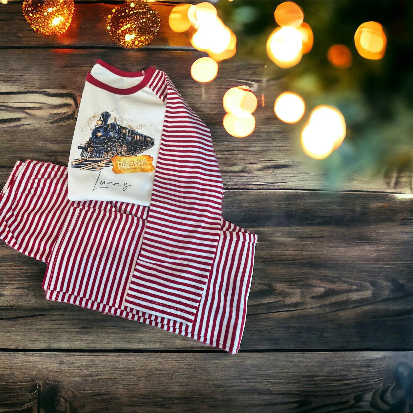 Personalised Polar Express Pyjamas, Train Pyjamas,