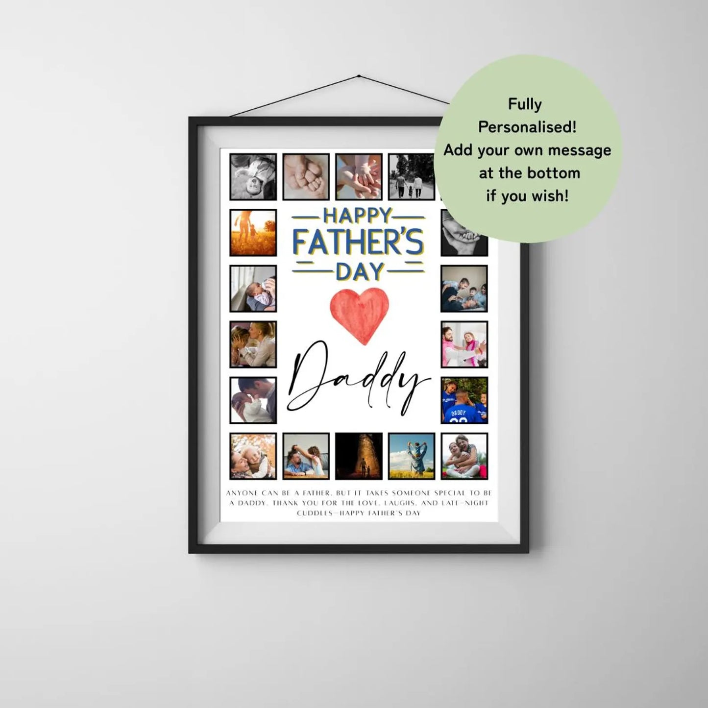 Personalised Dad Photo Collage – Happy Father’s Day Gift with Quote, 18 Photos