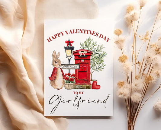 Personalised Rabbit Valentines Day Card For Girlfriend